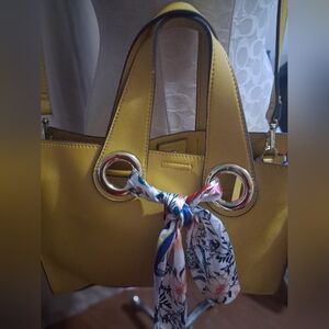 Nanette Lepore Yellow Handbag with Scarf Accent